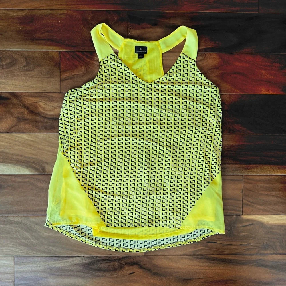 Worthington Yellow and Black Dressy Layered Tank size Large